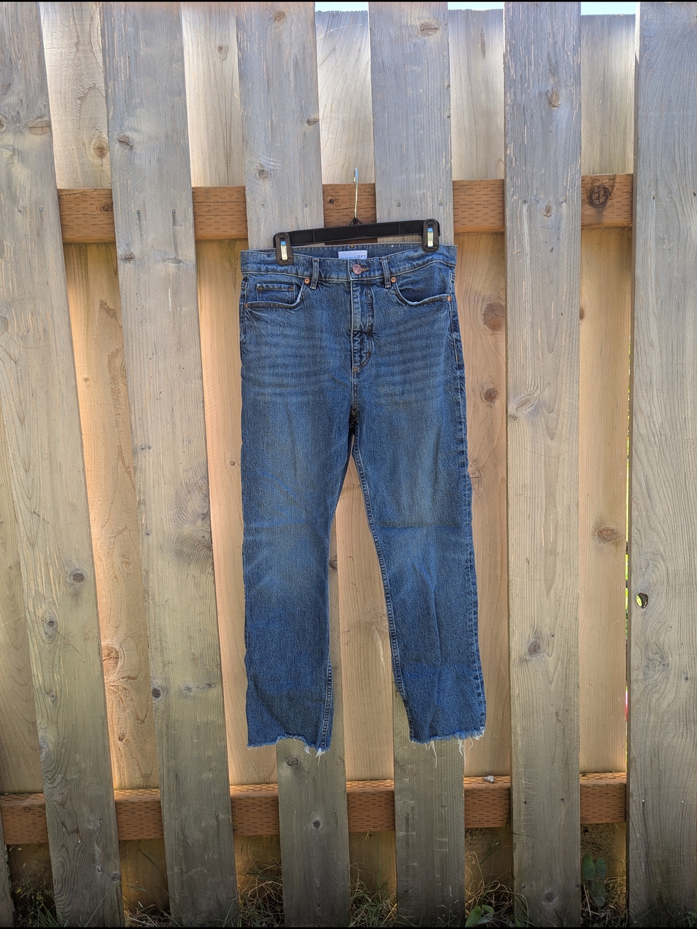 LOFT Medium Blue High-Rise Straight Cropped Jeans